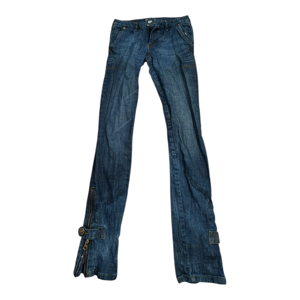 Sean John Womens Blue Denim Jeans Zipper Ankle Detail Cargo Style Size 7‎